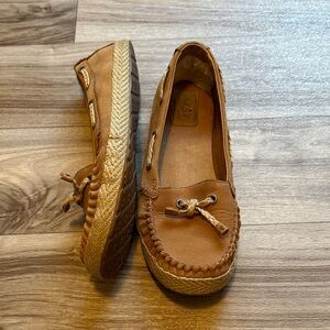 Ugg Classic Tan Moccasins with Braided Detail
